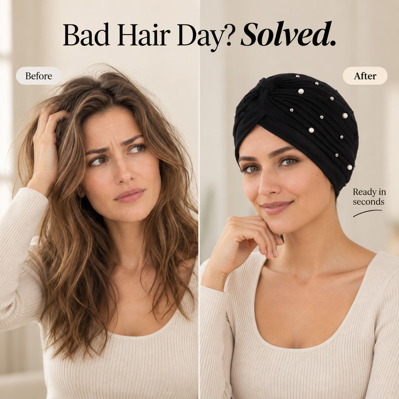 Pearl Pleated Pre-Tied Turban Hat — 8 Colors