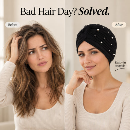 Pearl Pleated Pre-Tied Turban Hat — 8 Colors