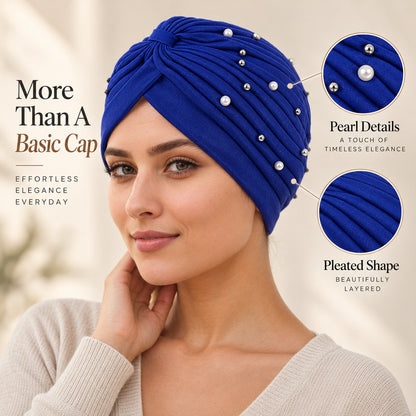 Pearl Pleated Pre-Tied Turban Hat — 8 Colors