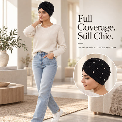 Pearl Pleated Pre-Tied Turban Hat — 8 Colors
