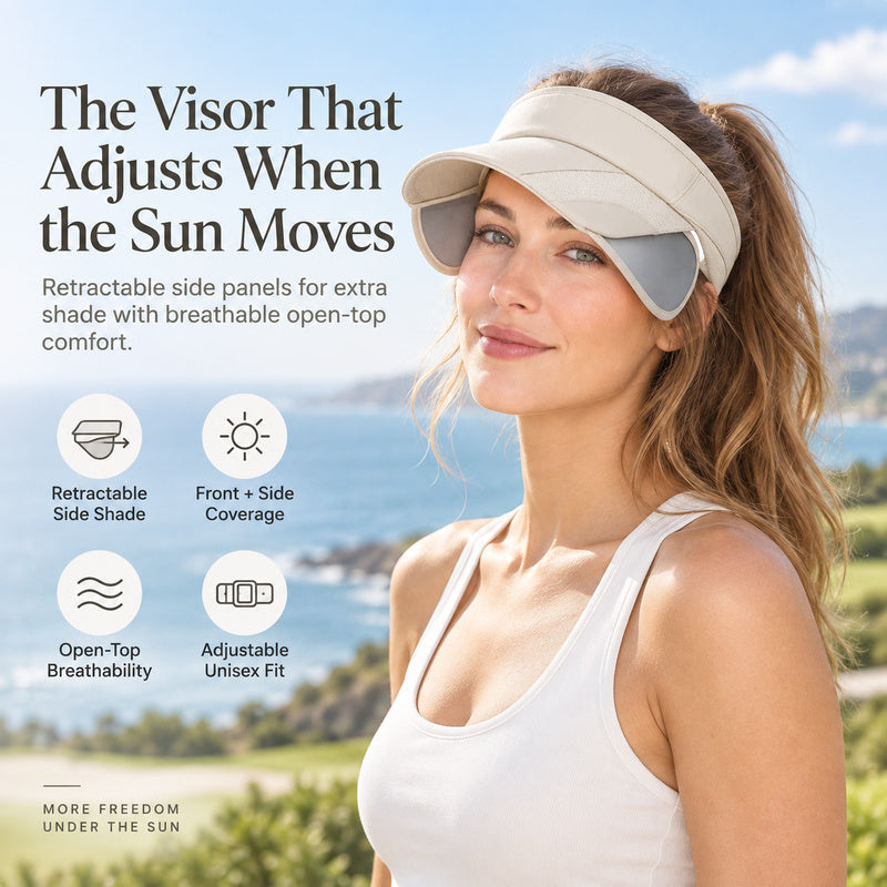 Retractable Side Panel Sun Visor Hat – Breathable Open-Top Adjustable Unisex