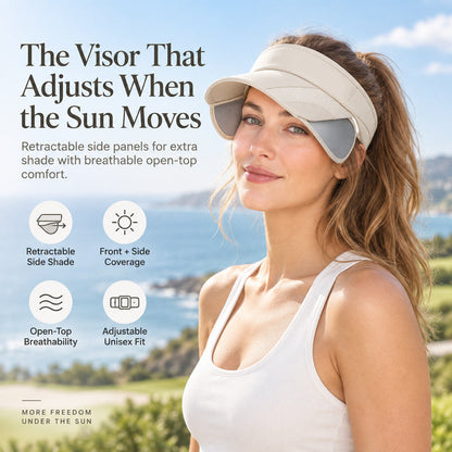 Retractable Side Panel Sun Visor Hat – Breathable Open-Top Adjustable Unisex