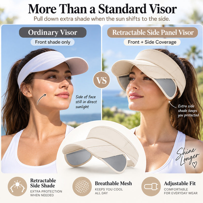 Retractable Side Panel Sun Visor Hat – Breathable Open-Top Adjustable Unisex