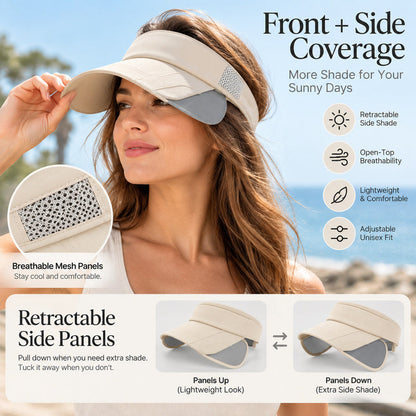 Retractable Side Panel Sun Visor Hat – Breathable Open-Top Adjustable Unisex