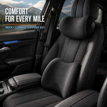 🚗 Memory Foam Car Neck & Lumbar Support Set – Comfort for Every Drive