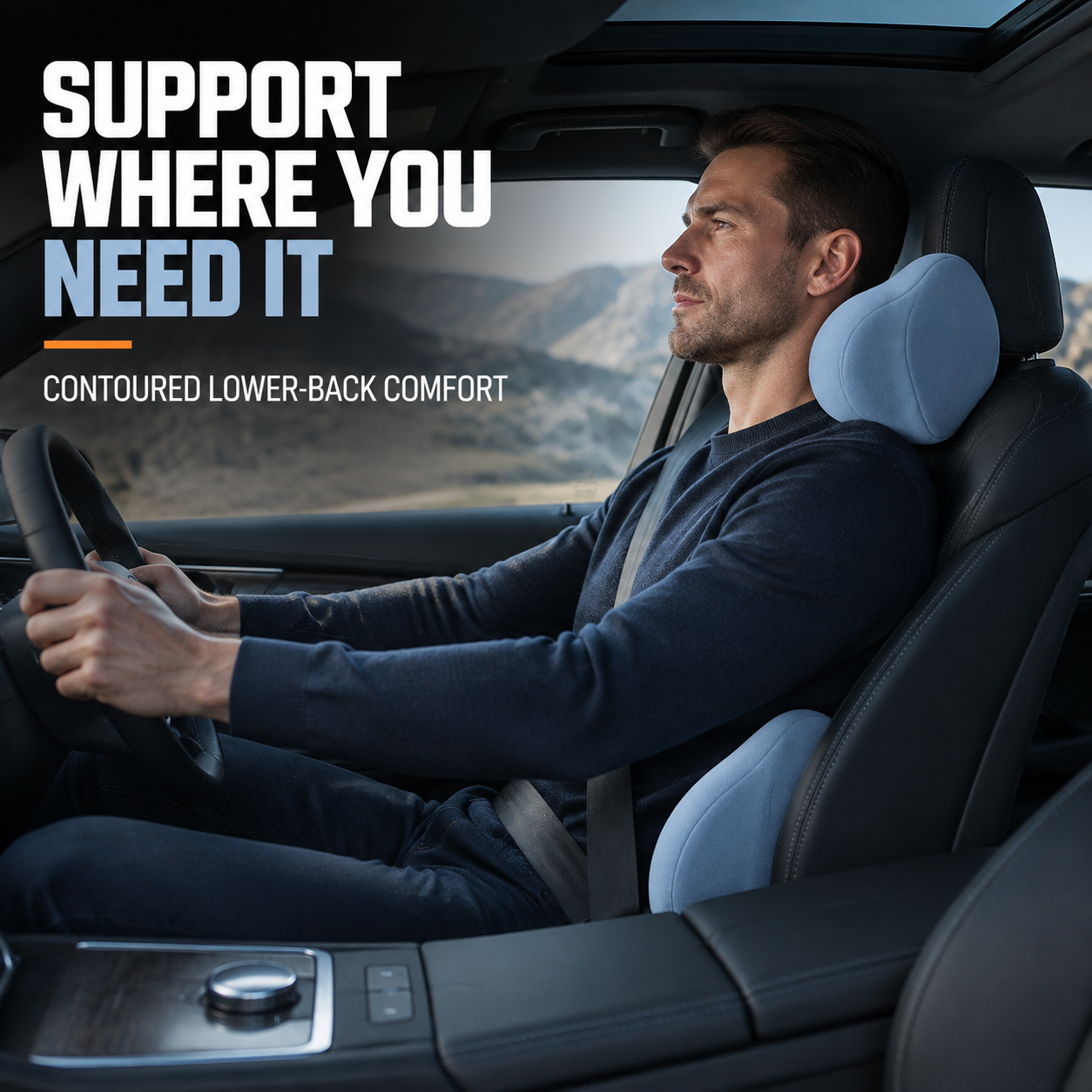 🚗 Memory Foam Car Neck & Lumbar Support Set – Comfort for Every Drive
