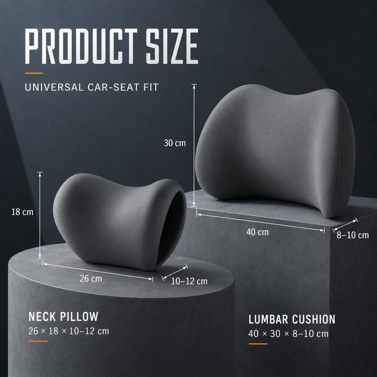 🚗 Memory Foam Car Neck & Lumbar Support Set – Comfort for Every Drive