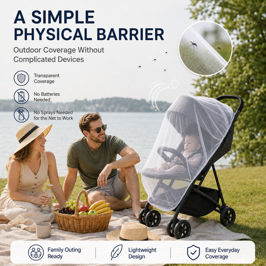Portable Mosquito Net for Strollers & Car Seats – Universal Elastic Fit, Breathable Baby Protection