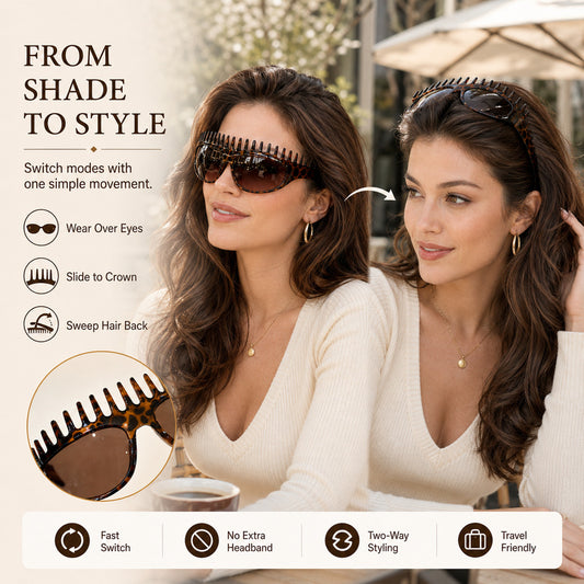 2-in-1 Foldable Sunglasses Headband - Chic Tortoiseshell Hair Accessory