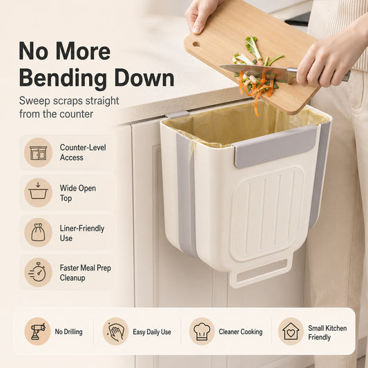 Foldable Hanging Kitchen Trash Can | Space-Saving Cabinet Garbage Bin