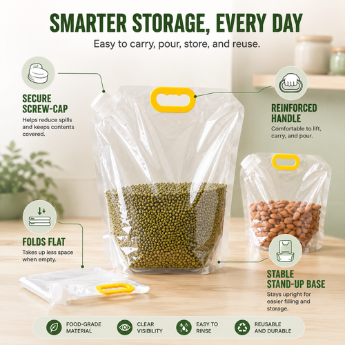 Reusable Airtight Food Storage Bags, Washable Leakproof Expandable Bags