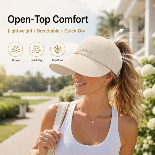 Unisex Wide-Brim Sun Protection Cap-Designed specifically for ponytails