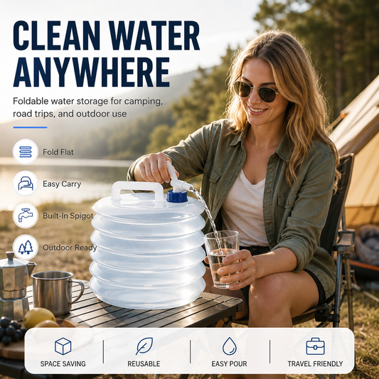 Collapsible Water Bucket with Handle, Large Capacity Foldable Camping Bucket
