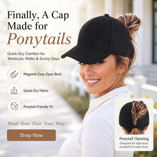 Women's Magnetic Ponytail Baseball Cap - Adjustable Cotton Blend Sport Hat