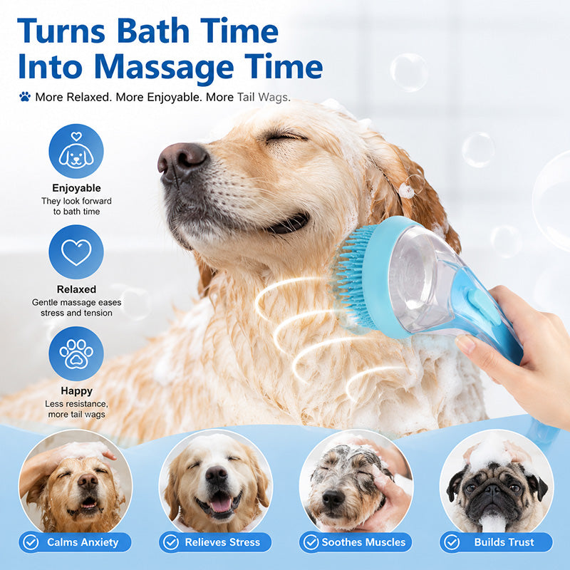 Pet Bath Brush With Built-In Shampoo Dispenser