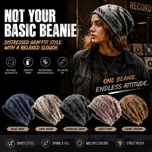 Unisex Slouchy Beanie Hat, Lightweight Vintage Knit Cap for Men Women