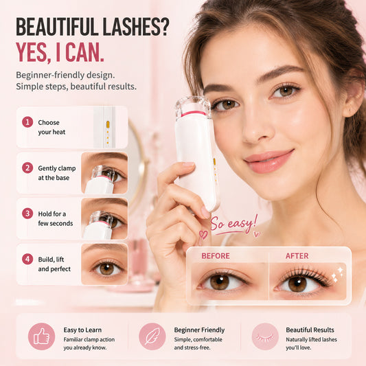 USB Rechargeable Heated Eyelash Curler with Thermo-Sensitive Silicone Pad