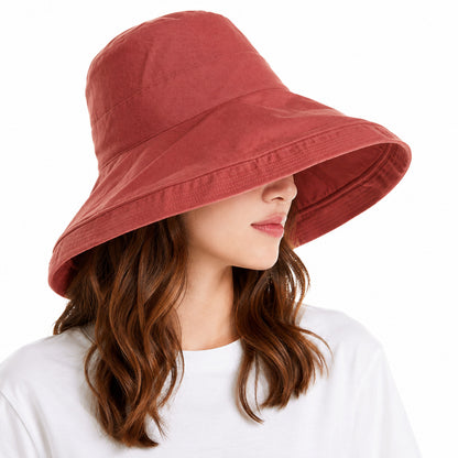 Women's Reversible Cotton Linen Wide Brim Sun Hat for Beach & Travel