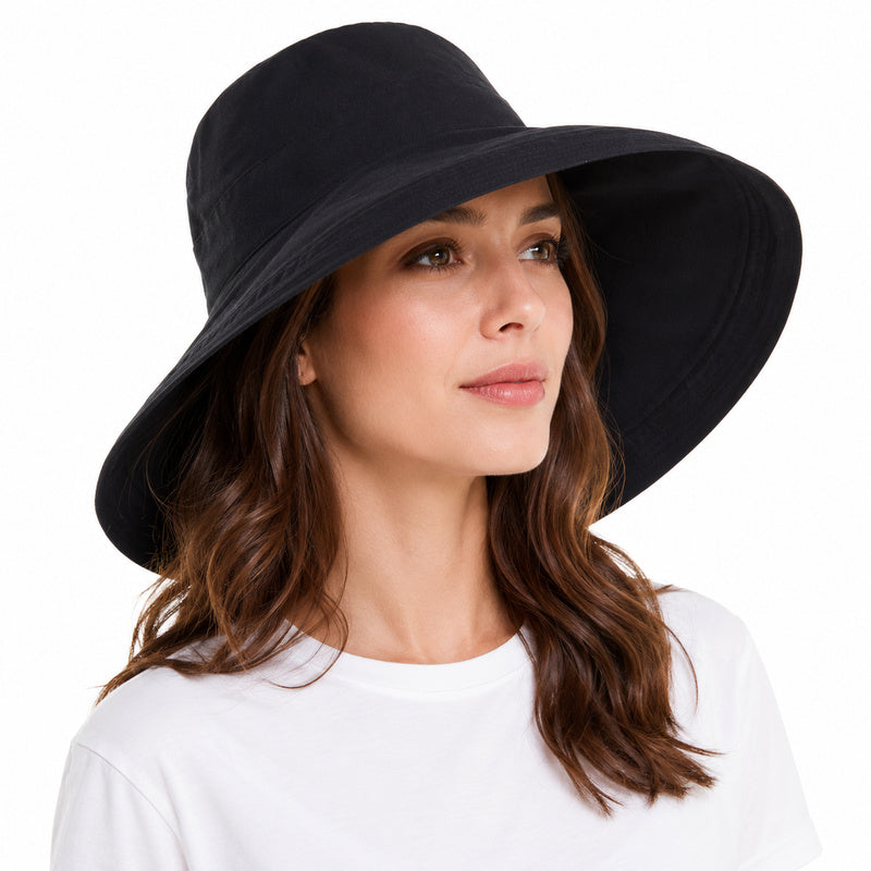 Women's Reversible Cotton Linen Wide Brim Sun Hat for Beach & Travel