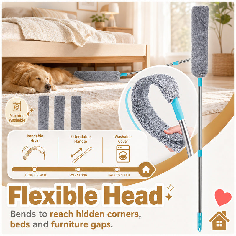 Flexible Microfiber Gap Duster Replacement Head for Under Bed, Couch & Furniture