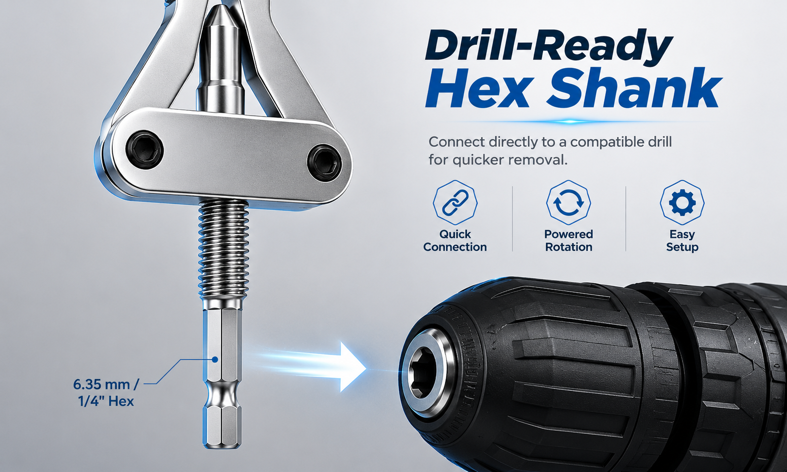 Drill-Ready Hex Shank