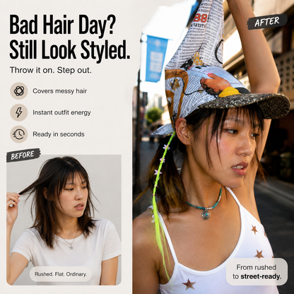 Newspaper Print Bandana Baseball Cap – Tie-Back Statement Hat