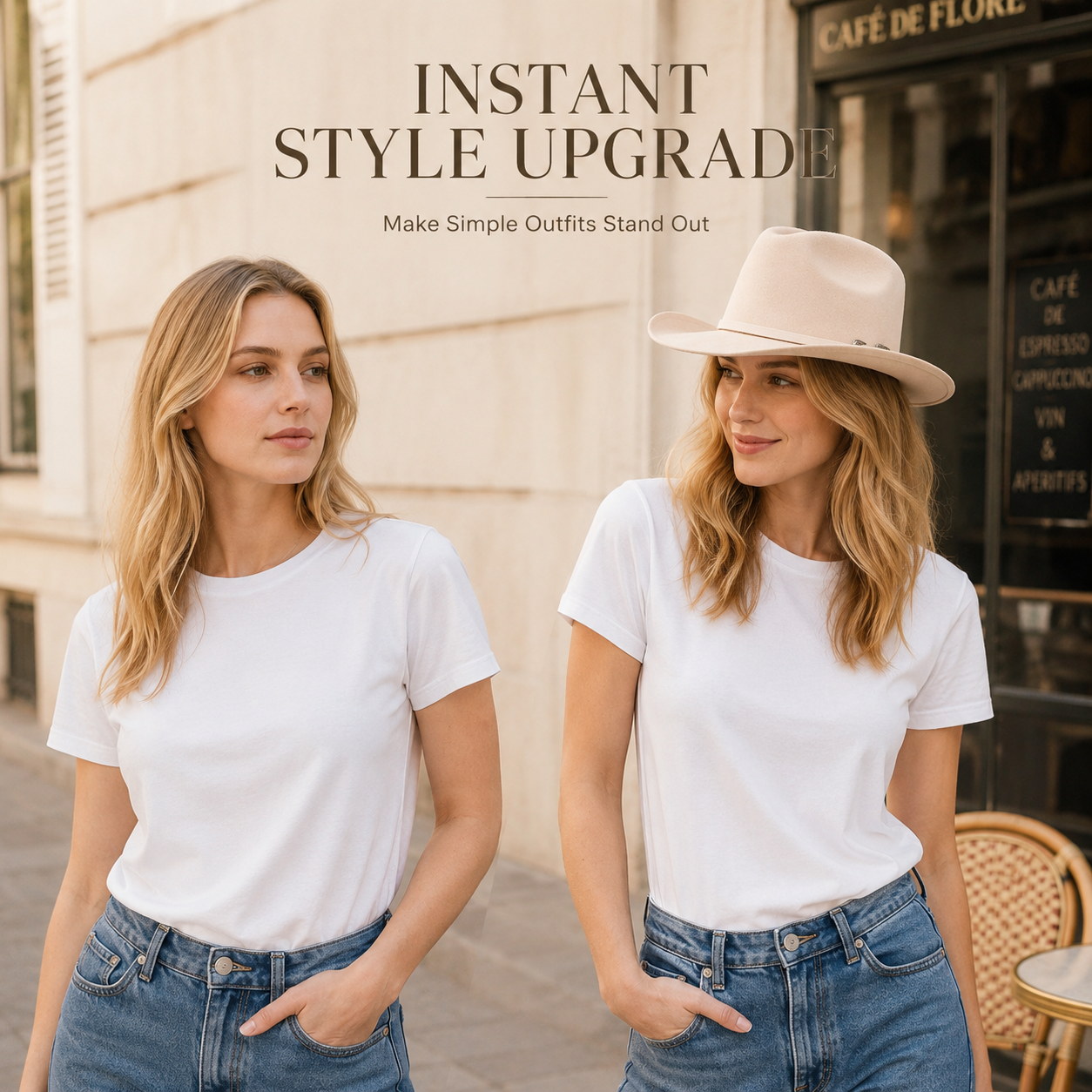 Wide Brim Felt Fedora Hat for Women — Vintage Western Style with Metal Buckle Band