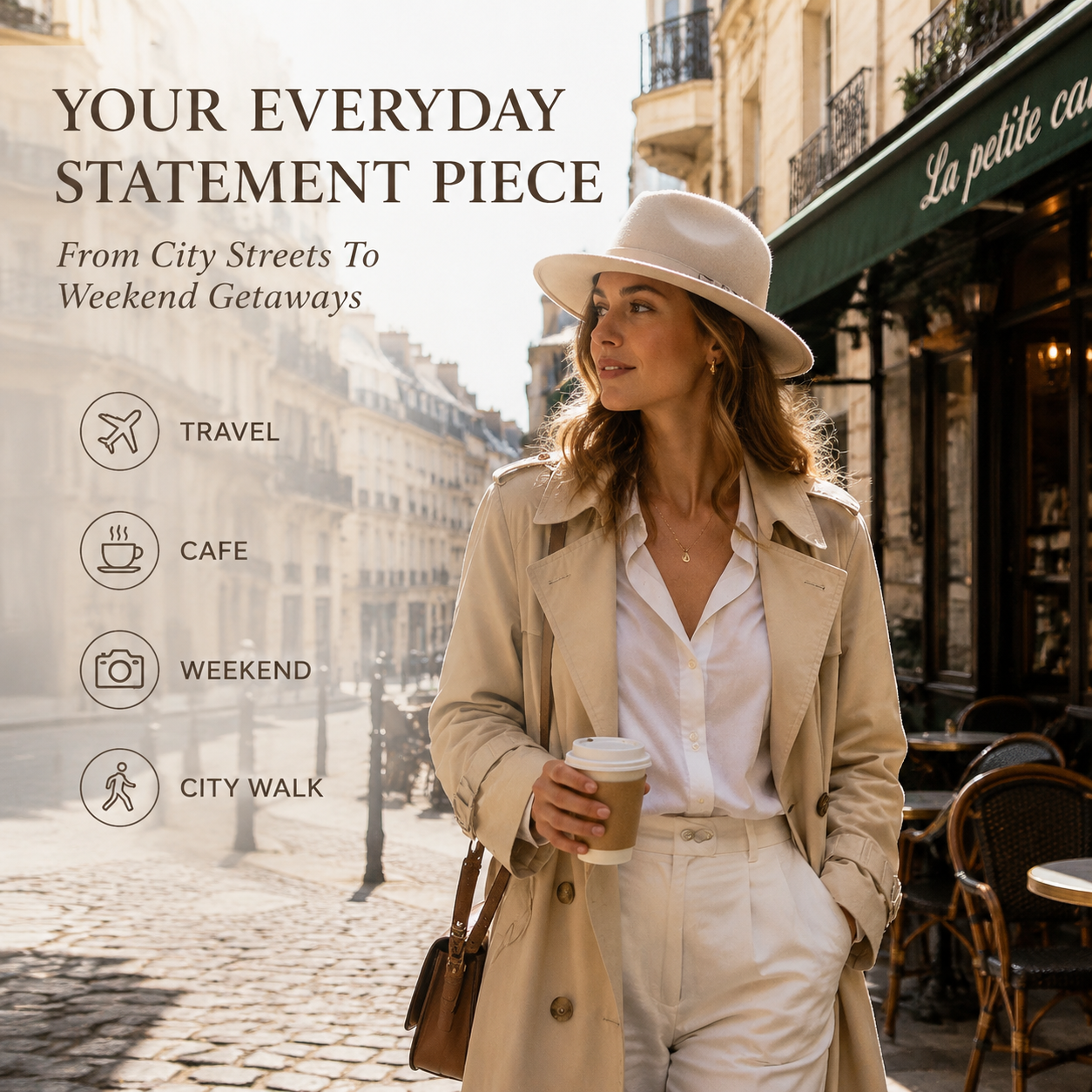 Wide Brim Felt Fedora Hat for Women — Vintage Western Style with Metal Buckle Band