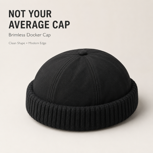 Brimless Docker Cap — Unisex Streetwear Hat with Ribbed Cuff, 6 Colors