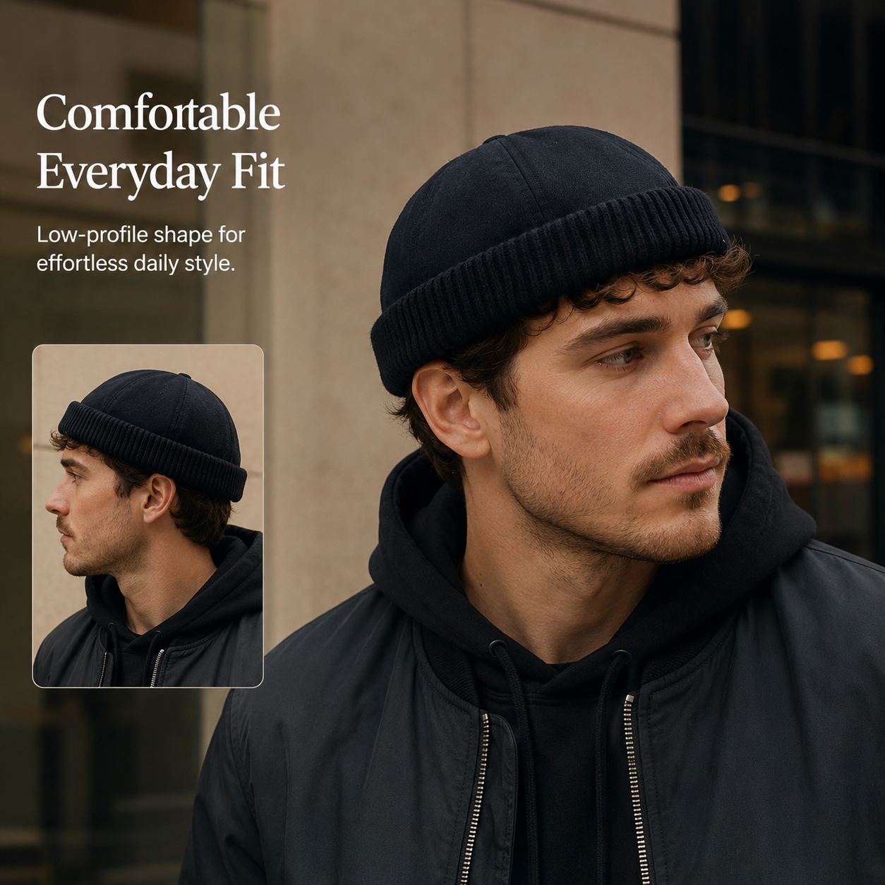 Brimless Docker Cap — Unisex Streetwear Hat with Ribbed Cuff, 6 Colors