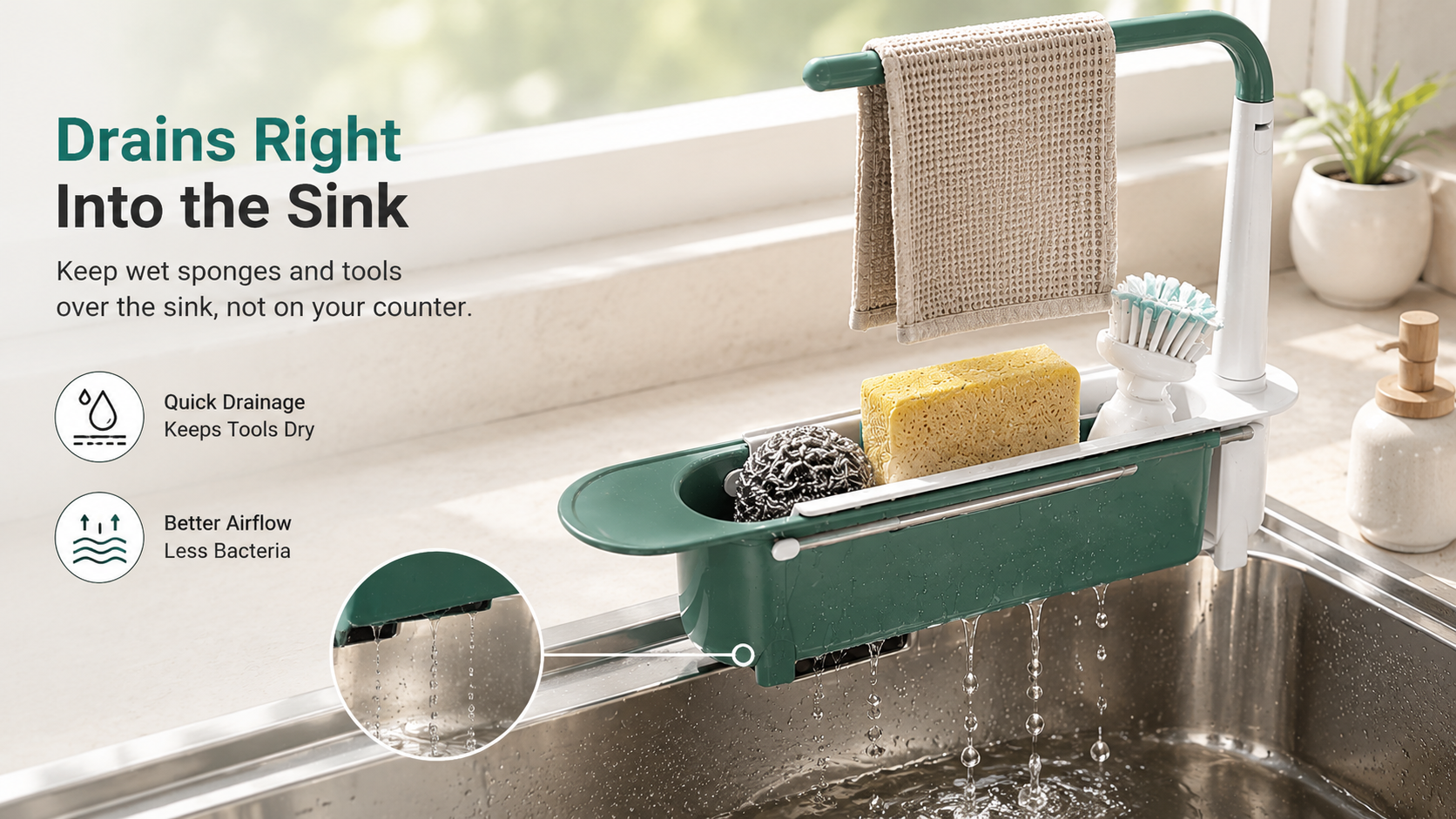 Drains Right Into the Sink.