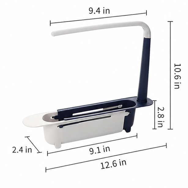 Expandable Sink Storage Rack, Multifunctional Kitchen Sink Drain Basket with Towel Bar, Adjustable Sponge Dishcloth Organizer For Kitchen Counter