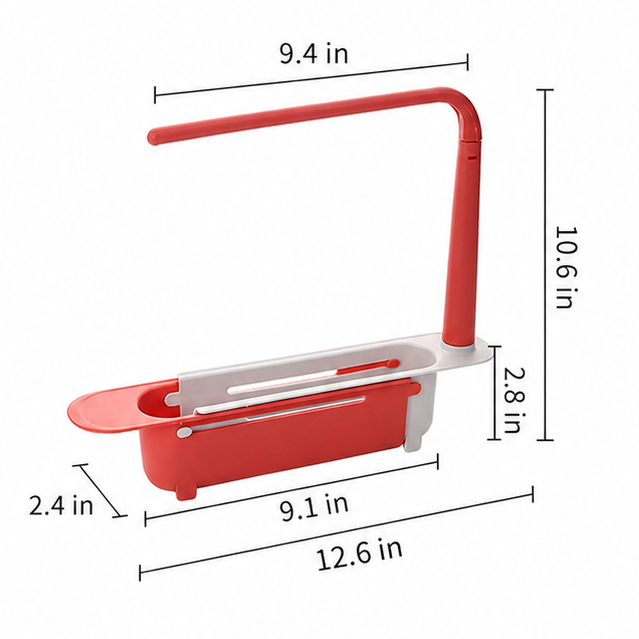 Expandable Sink Storage Rack, Multifunctional Kitchen Sink Drain Basket with Towel Bar, Adjustable Sponge Dishcloth Organizer For Kitchen Counter