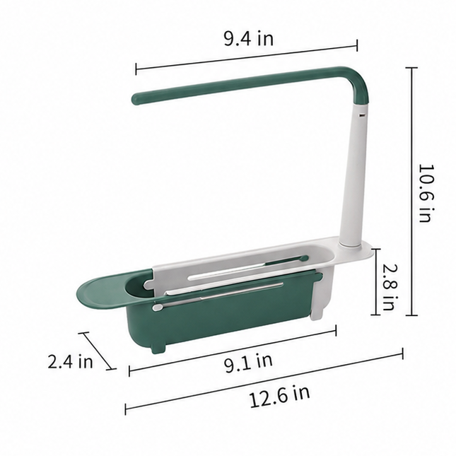 Expandable Sink Storage Rack, Multifunctional Kitchen Sink Drain Basket with Towel Bar, Adjustable Sponge Dishcloth Organizer For Kitchen Counter
