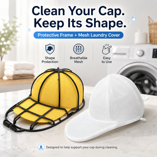 Hat Washing Cage with Laundry Bag, Reusable Baseball Cap Washer Protector Frame for Washing Machine Cap Cleaning Tool