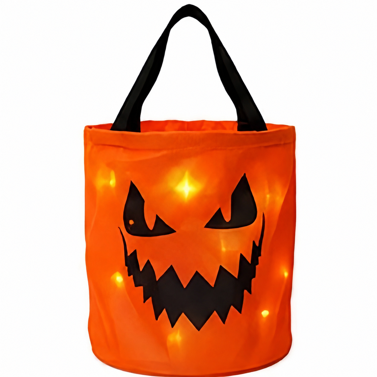 LED Light Up Halloween Candy Bucket, Glowing Pumpkin Ghost Trick or Treat Tote Bag, Reusable Collapsible Kids Halloween Basket