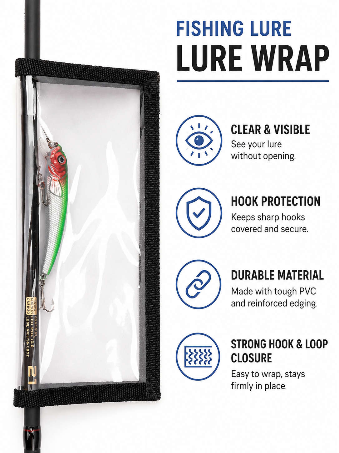 Clear Adhesive Fishing Lure Cover, Durable Bait Hook Protector Sleeve for Fishing Rods