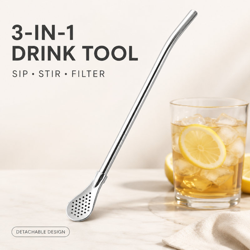 Stainless Steel Yerba Mate Bombilla Straw, Reusable Metal Filter Drinking Straw for Loose Leaf Tea & Herbal Drinks