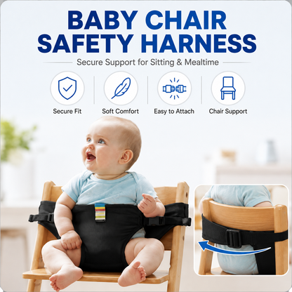Portable Baby Chair Harness, Compact Travel Seat for High-Back Chairs