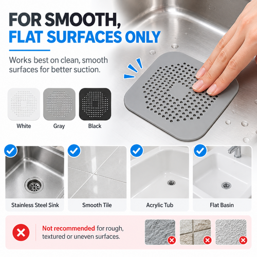 Square Silicone Hair Catcher Sink Drain Strainer Cover