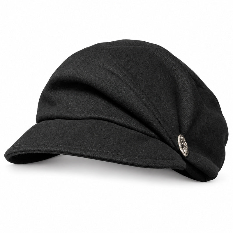 Vintage Baker Boy Cap — Pleated Crown, Metal Button, 4 Fall Neutrals