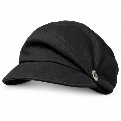 Vintage Baker Boy Cap — Pleated Crown, Metal Button, 4 Fall Neutrals