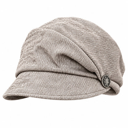 Vintage Baker Boy Cap — Pleated Crown, Metal Button, 4 Fall Neutrals
