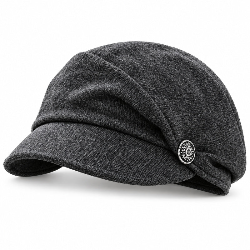 Vintage Baker Boy Cap — Pleated Crown, Metal Button, 4 Fall Neutrals