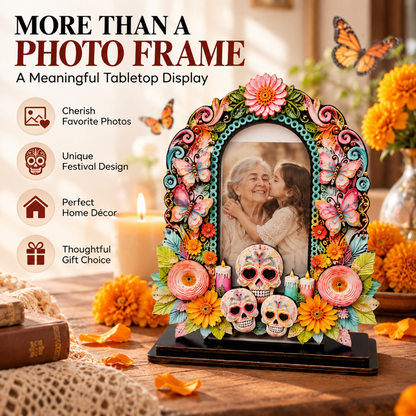 Sugar Skull Day of the Dead Wooden Photo Frame