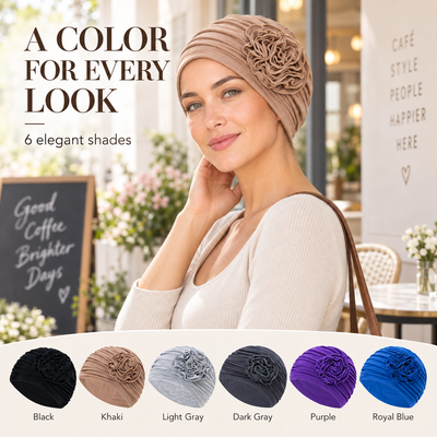3D Flower Pleated Turban Hat