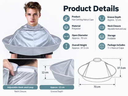 Hair Catcher Umbrella Cape for Home Haircuts