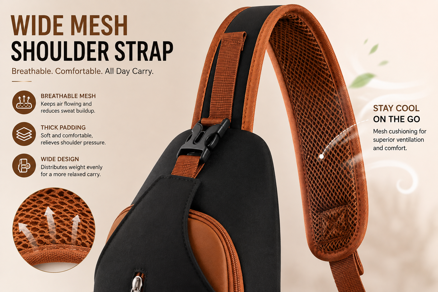 Wide Mesh Shoulder Strap