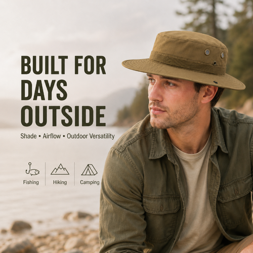 Men's Outdoor Boonie Sun Hat — 360° Shade, Ventilation Eyelets, 8 Colors