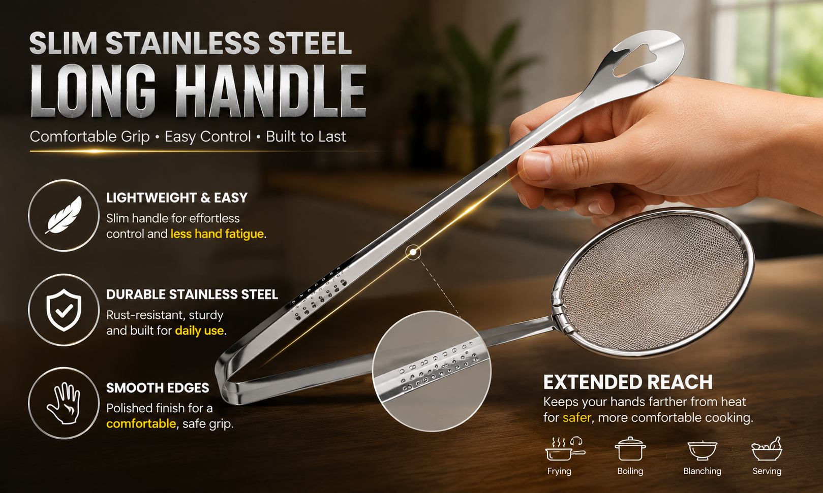 Long Handle. Extended Reach.
